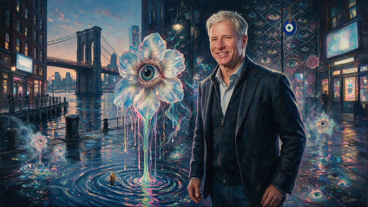 Chris Larsen, portrait painted by MLow: Ripples at the Seaport