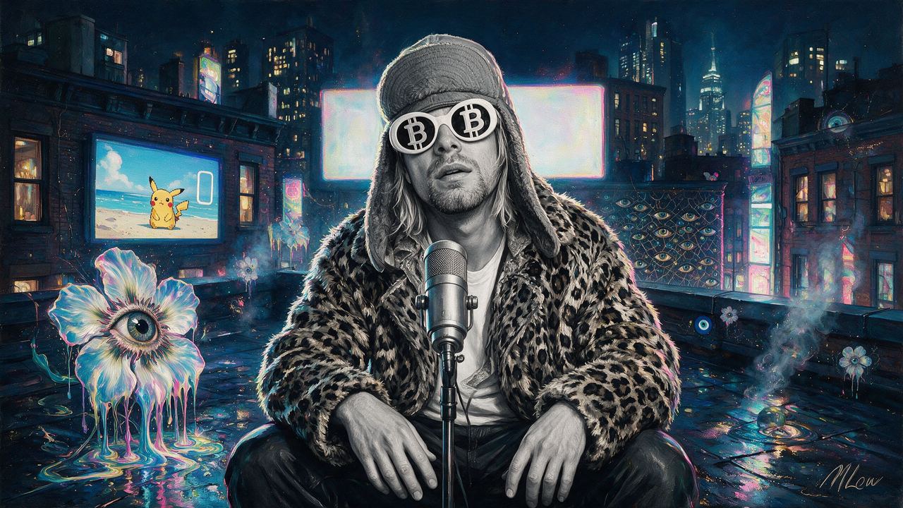 Cobie, portrait painted by MLow: Fur Coat on the Rooftop