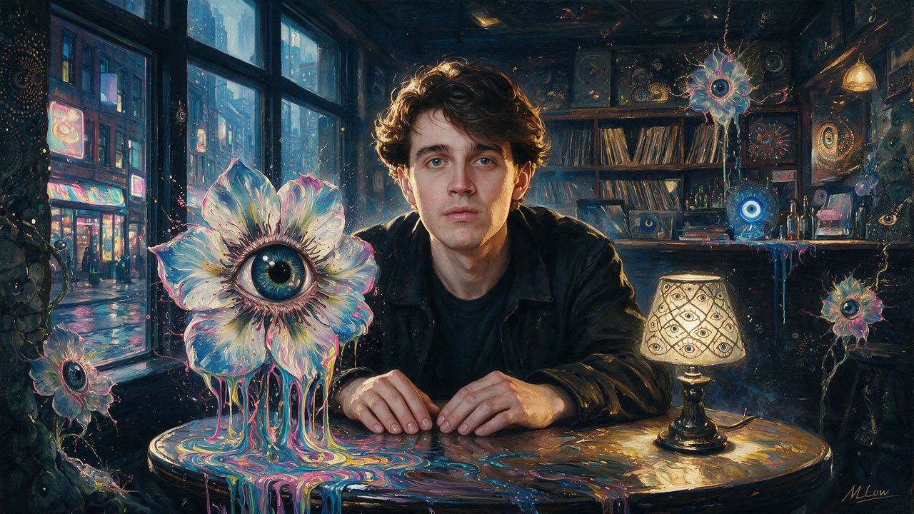 Cooper Turley, portrait painted by MLow: Lamp of Eyes