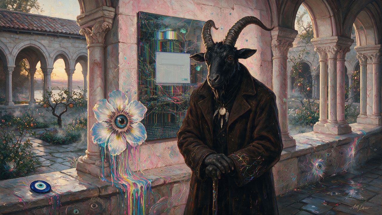 cryptocurrents.eth, portrait painted by MLow: The Goat in the Cloister