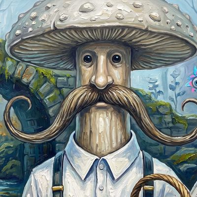 CryptoForager, portrait painted by MLow: The Mushroom Man in the Ravine