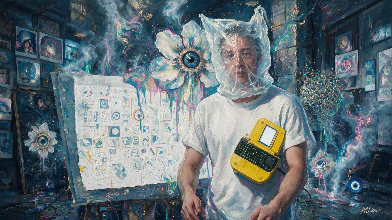 Damjanski, portrait painted by MLow: Head in a Bag