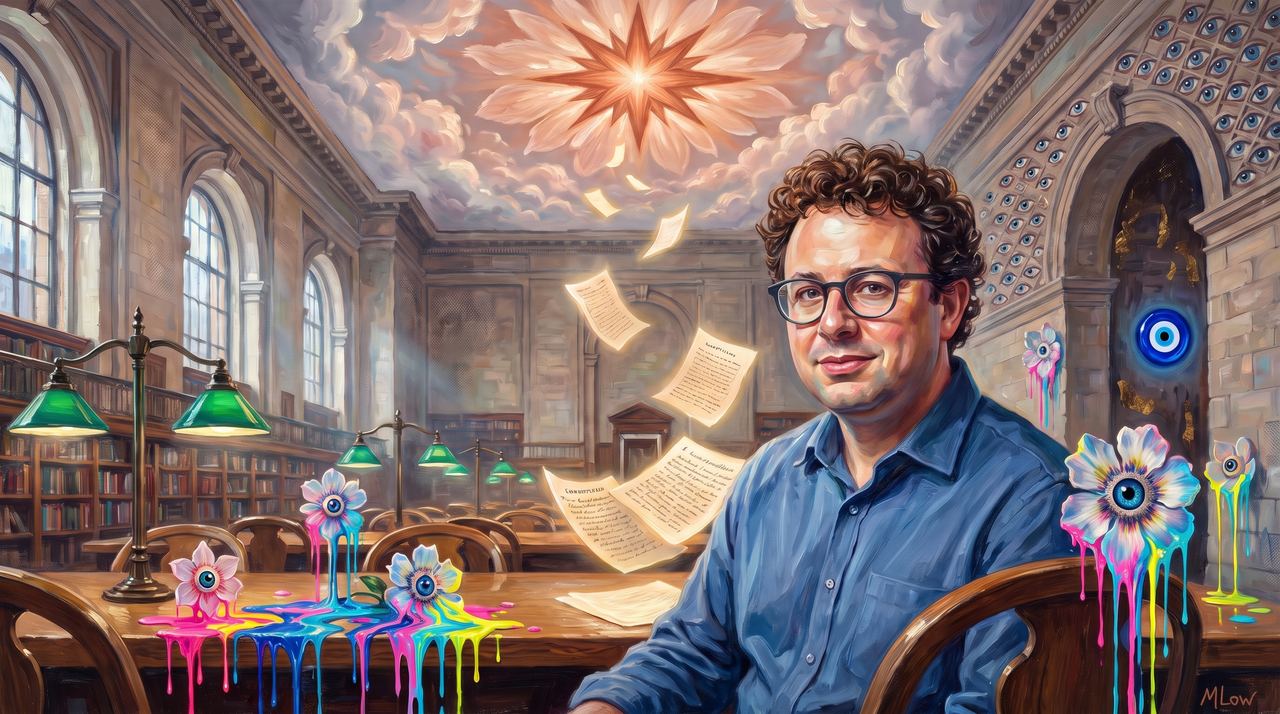 Dario Amodei, portrait painted by MLow: The Constitution in the Reading Room