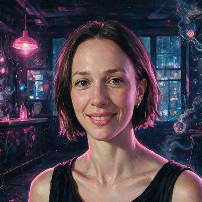 Deana Burke, portrait painted by MLow: Pink Lamp, Last Call