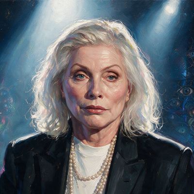 Debbie Harry, portrait painted by MLow: Spotlight and Pearls