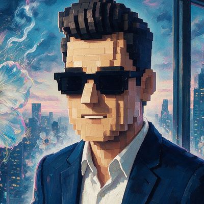 Degenerate Brian, portrait painted by MLow: Morning Coffee Over Times Square