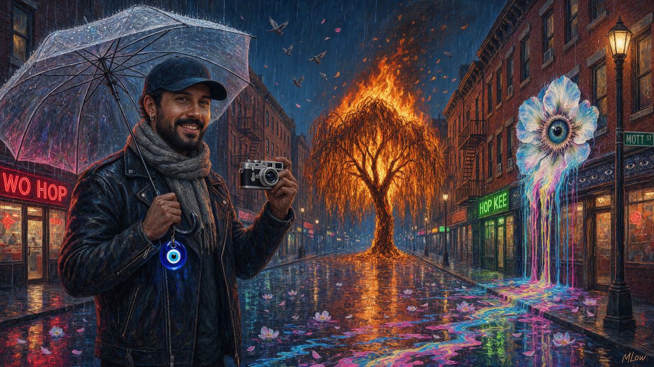 Derech, portrait by MLow: The Burning Willow on Mott Street