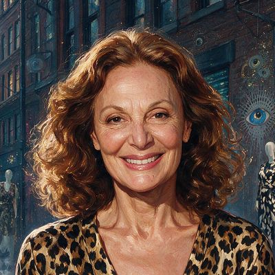 Diane von Furstenberg, painted by MLow as a New Yorker