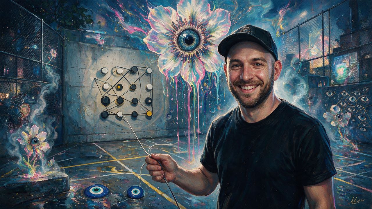 Dmitri Cherniak, portrait painted by MLow: String Across the Court