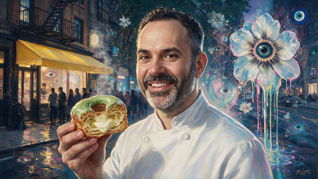 Dominique Ansel, portrait painted by MLow: Pastry on Spring Street