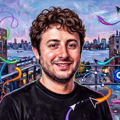 Dylan Field, portrait painted by MLow: Cursors on the Whitney Terrace