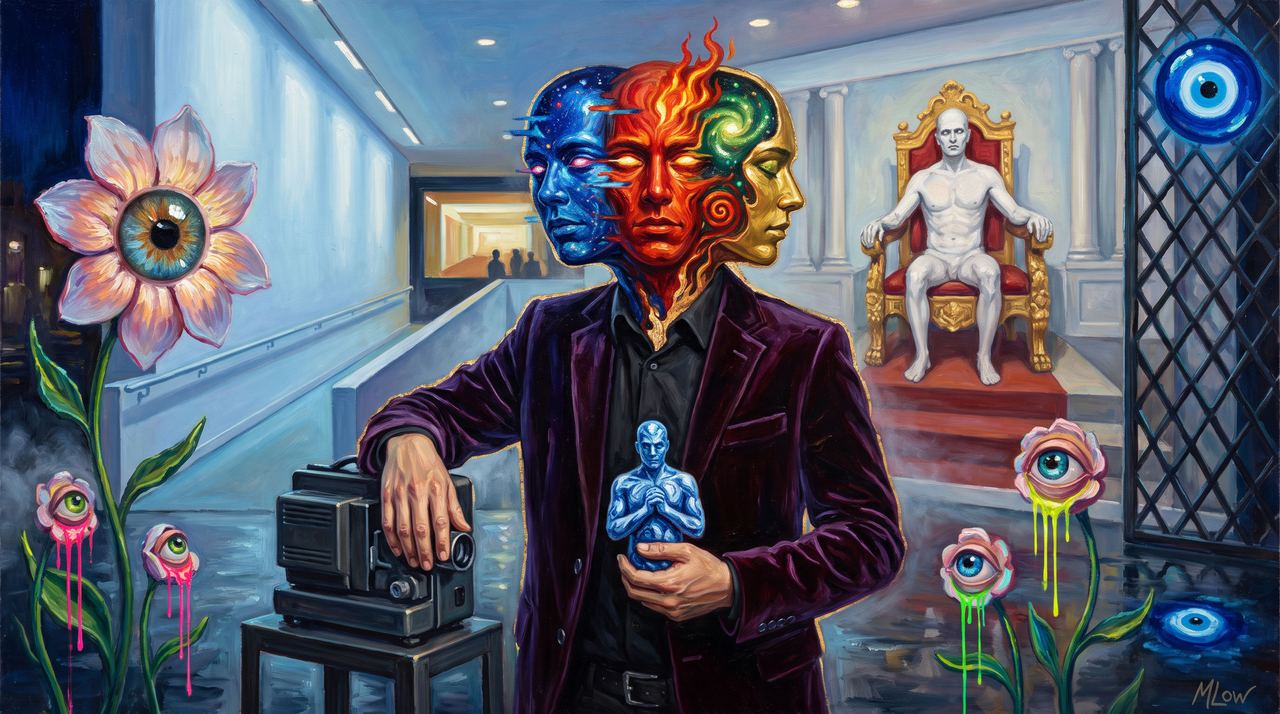 edust, portrait painted by MLow: Three Faces at the Moving Image