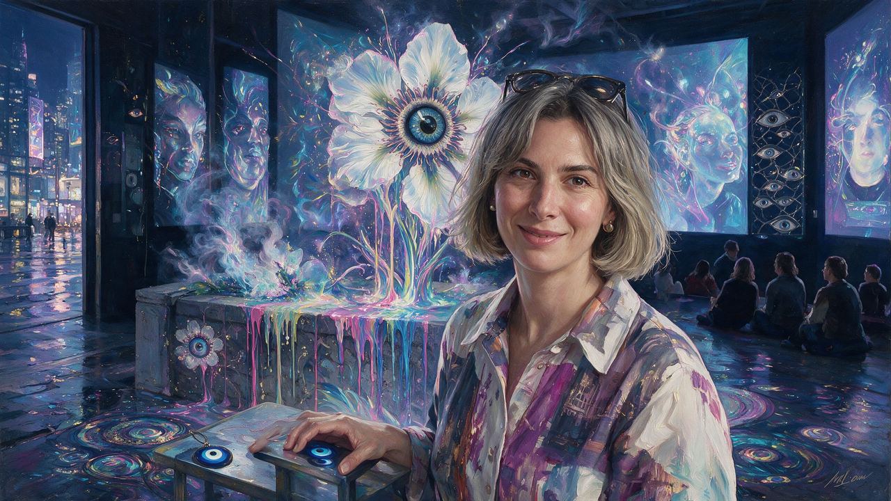 Elena Zavelev, portrait painted by MLow: Hand on the Console