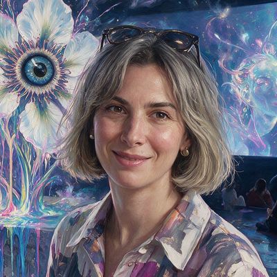 Elena Zavelev, portrait painted by MLow: Hand on the Console