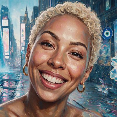 Elise Swopes, portrait painted by MLow: Waterfalls on the Avenue