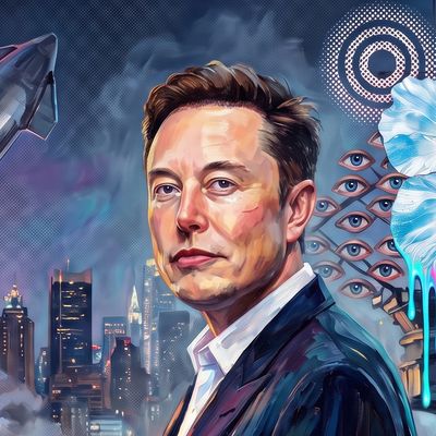 Elon Musk, portrait painted by MLow: A Starship on the Intrepid