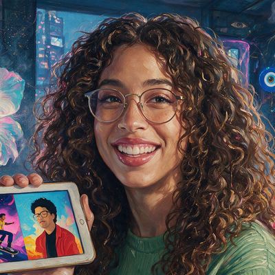 Emonee LaRussa, portrait painted by MLow: Skater on the Screen