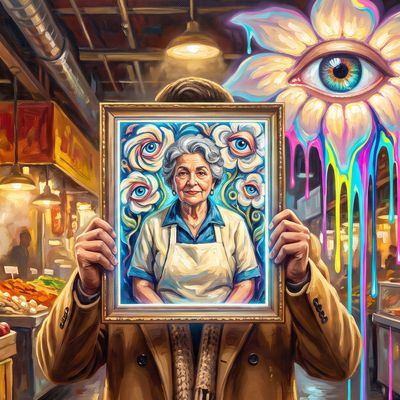 enormo.eth, portrait painted by MLow: The Deli Counter on Arthur Avenue