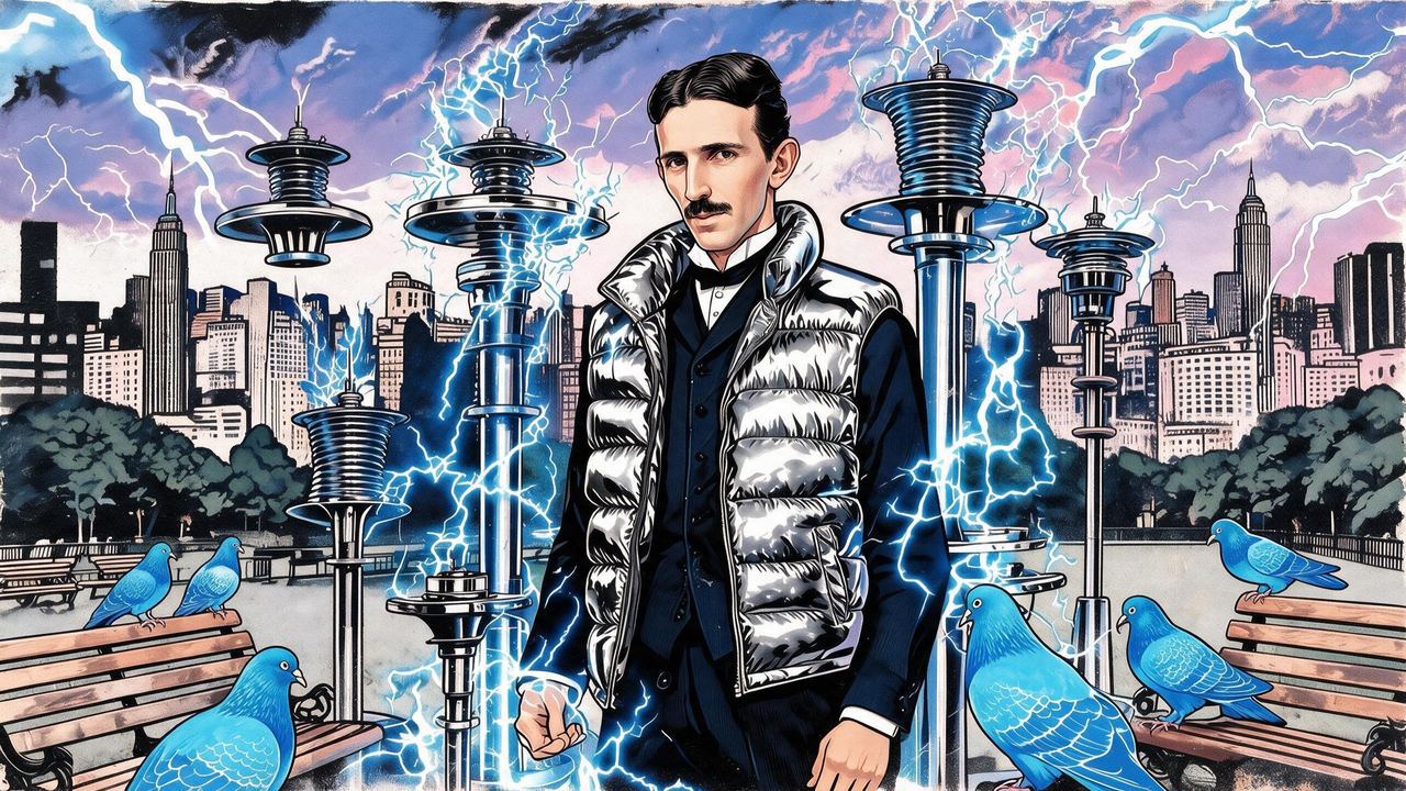 Nikola Tesla, portrait painted by MLow