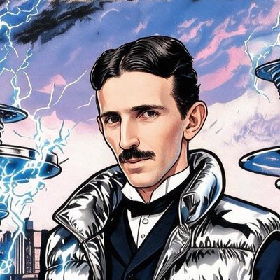 Nikola Tesla, painted by MLow as a New Yorker