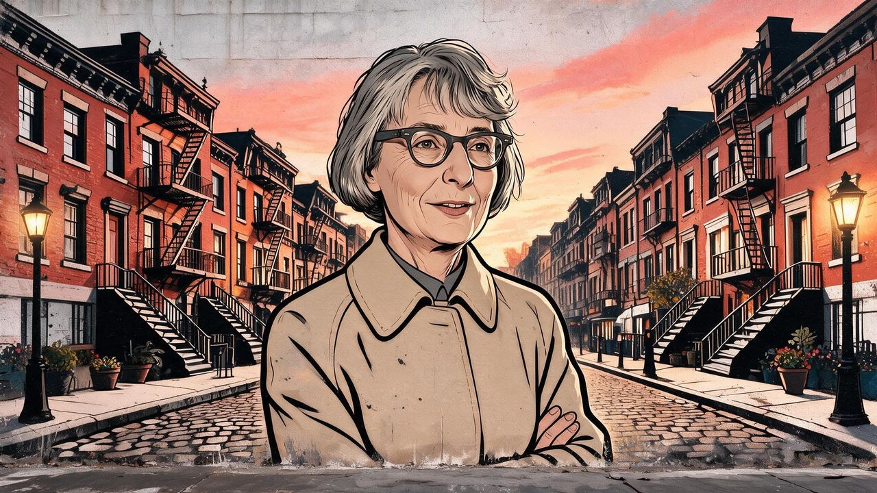 Jane Jacobs, portrait painted by MLow