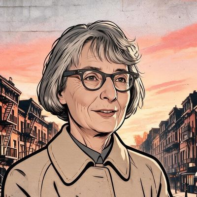 Jane Jacobs, painted by MLow as a New Yorker