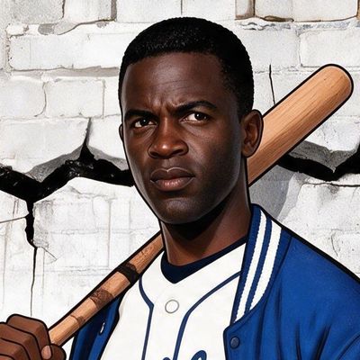 Jackie Robinson, painted by MLow as a New Yorker