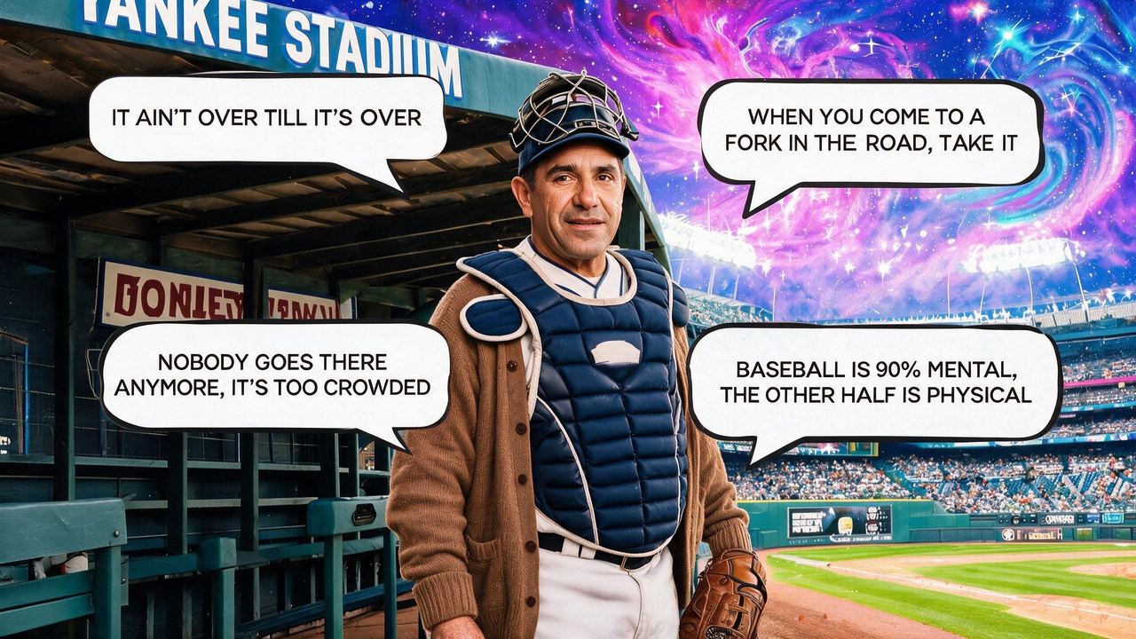 Yogi Berra, portrait painted by MLow