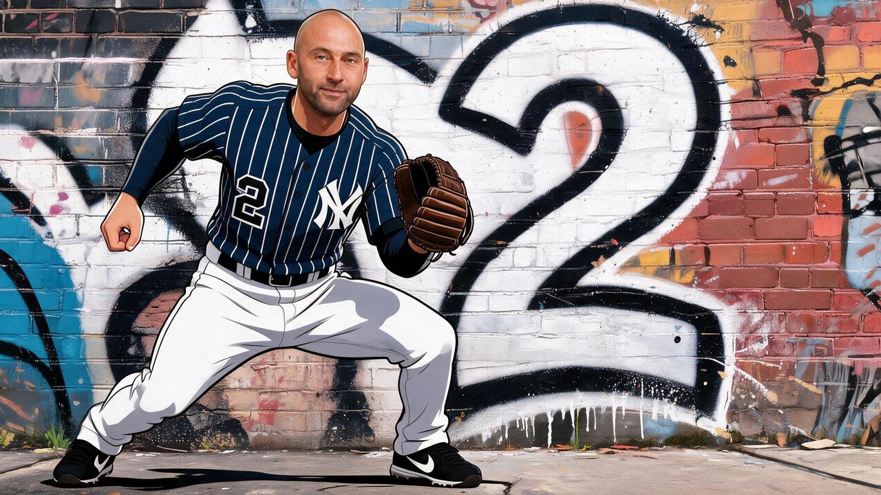 Derek Jeter, portrait painted by MLow