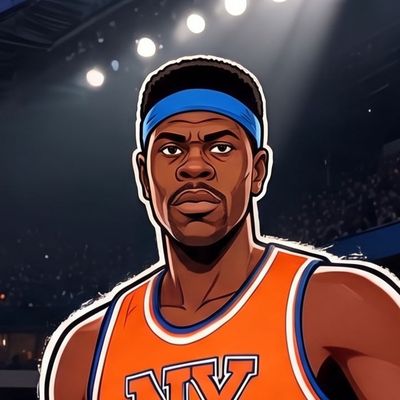 Patrick Ewing, painted by MLow as a New Yorker