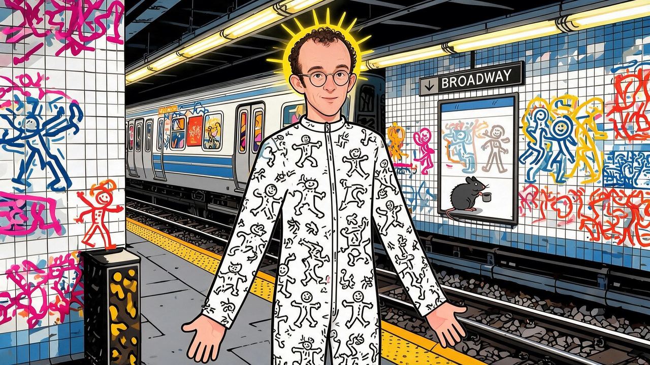 Keith Haring, portrait painted by MLow