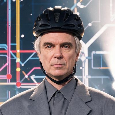 David Byrne, painted by MLow as a New Yorker