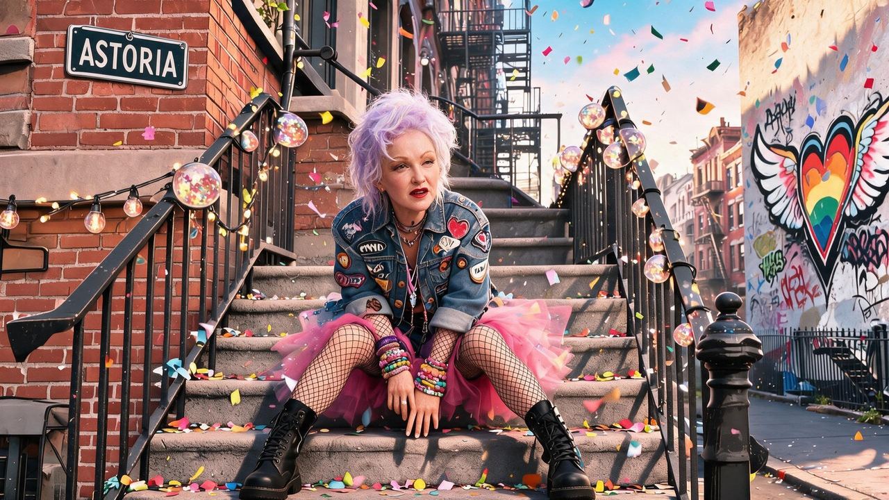 Cyndi Lauper, portrait painted by MLow