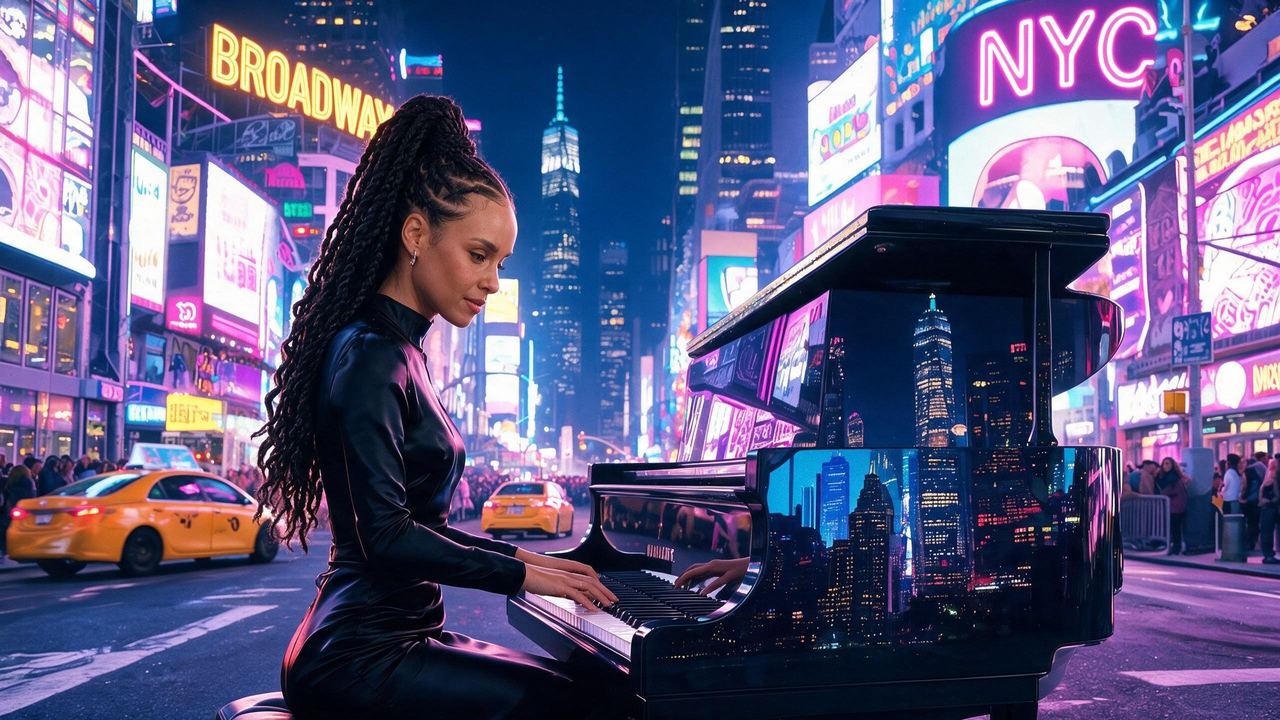 Alicia Keys, portrait painted by MLow