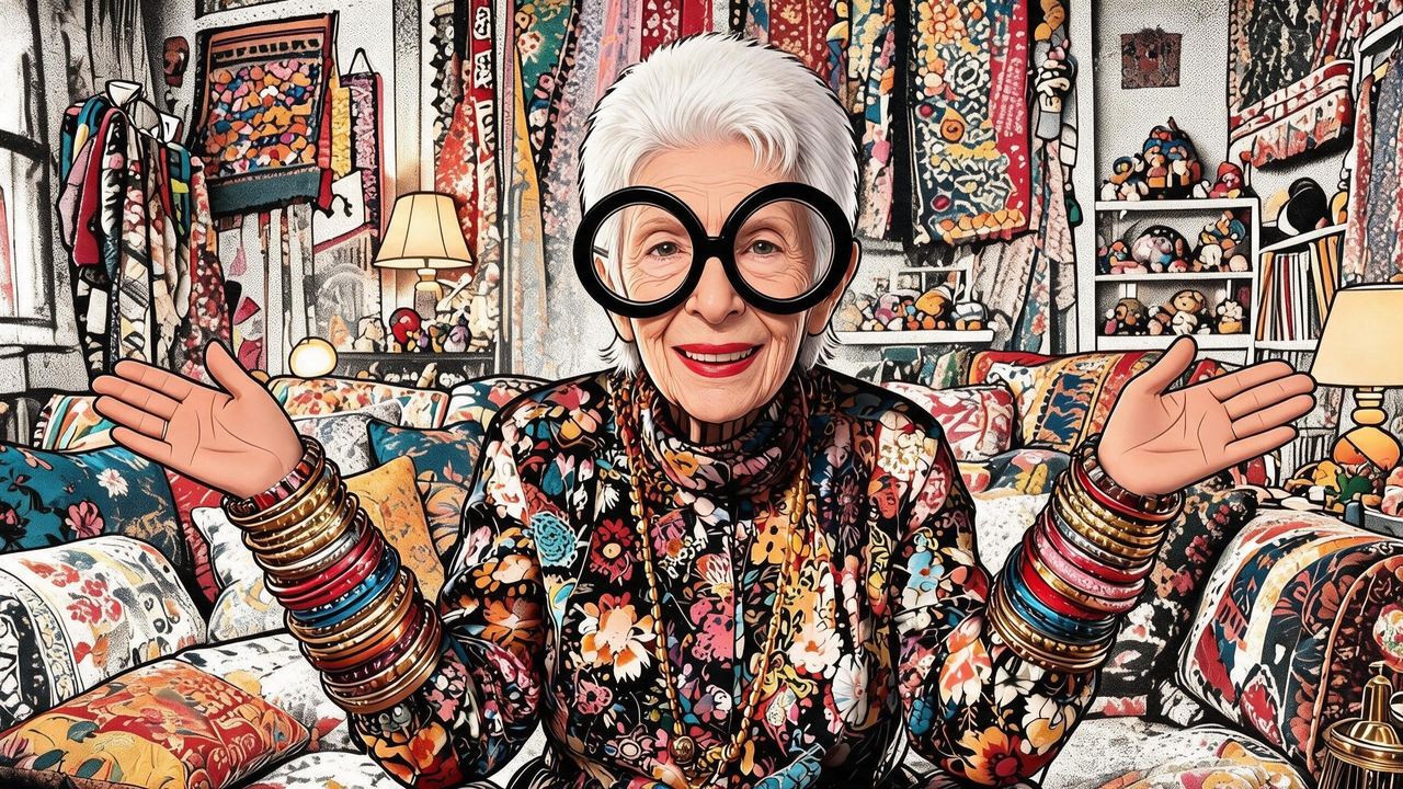 Iris Apfel, portrait painted by MLow