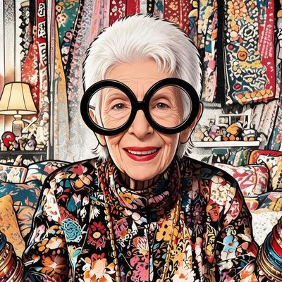 Iris Apfel, painted by MLow as a New Yorker