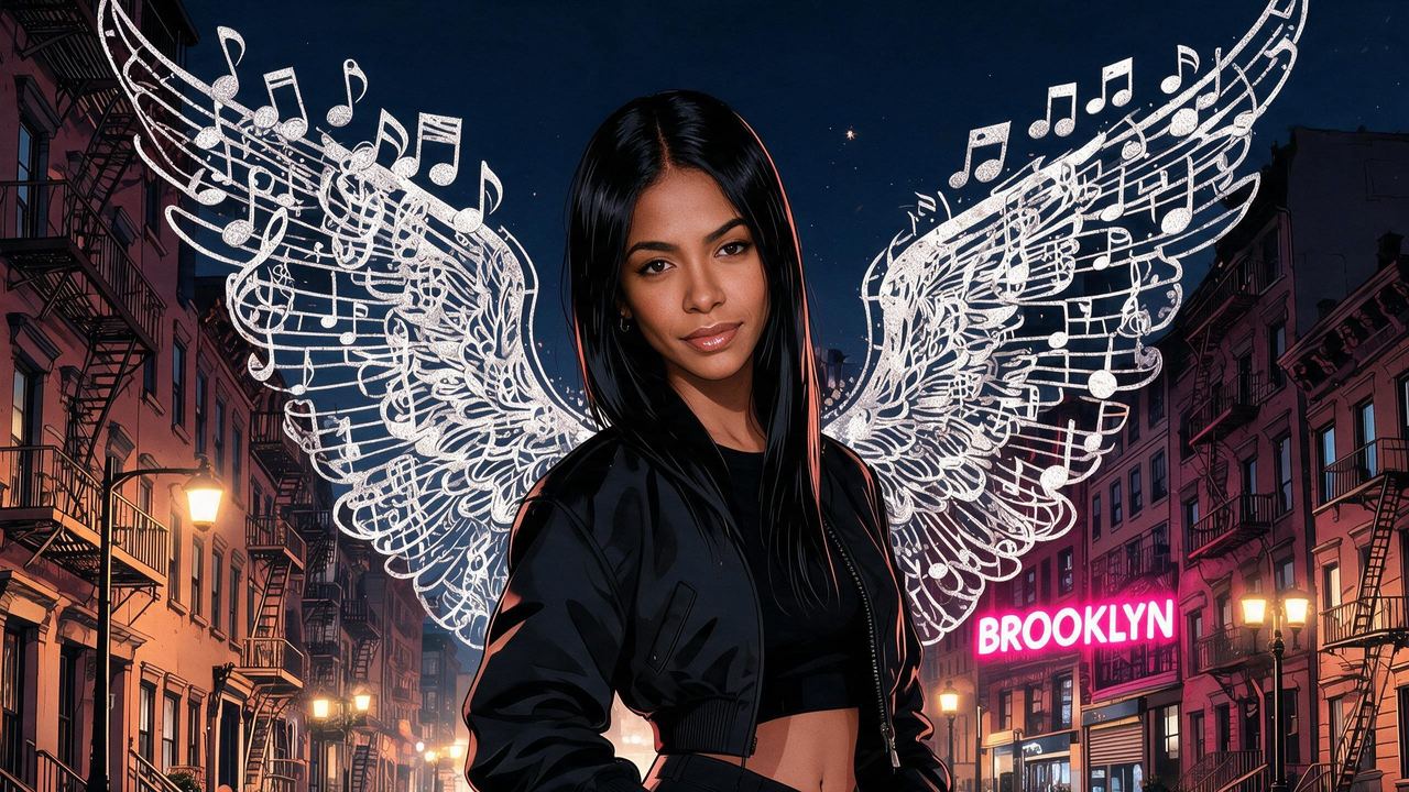 Aaliyah, portrait painted by MLow