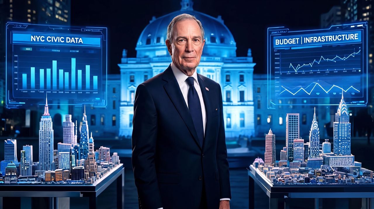Michael Bloomberg, portrait painted by MLow
