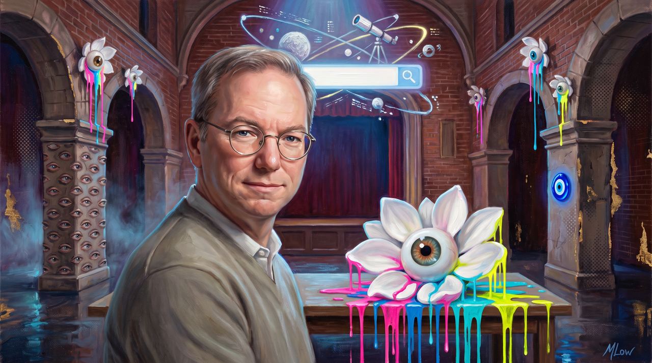 Eric Schmidt, portrait painted by MLow: A Search Bar in the Great Hall