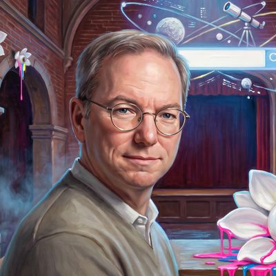 Eric Schmidt, portrait painted by MLow: A Search Bar in the Great Hall