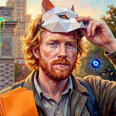 Erik Voorhees, portrait painted by MLow: Fox Mask at the Arch