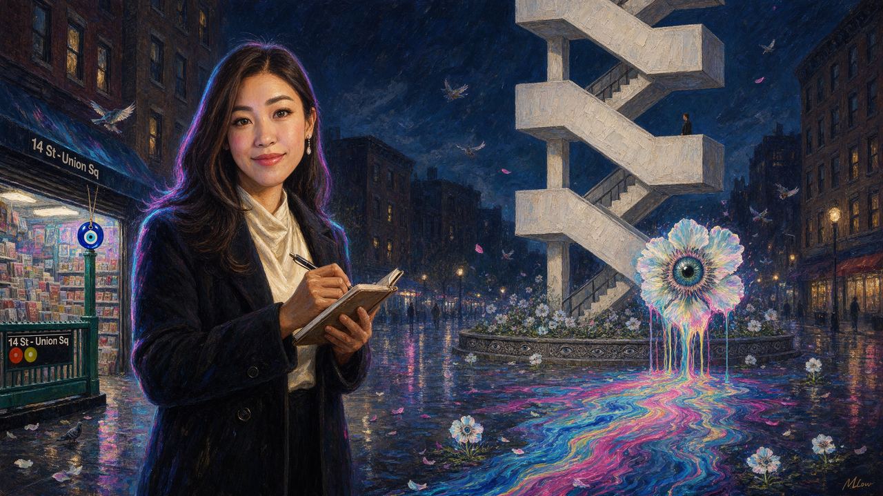 Erika Lee, portrait by MLow: The Stairs Out of Union Square