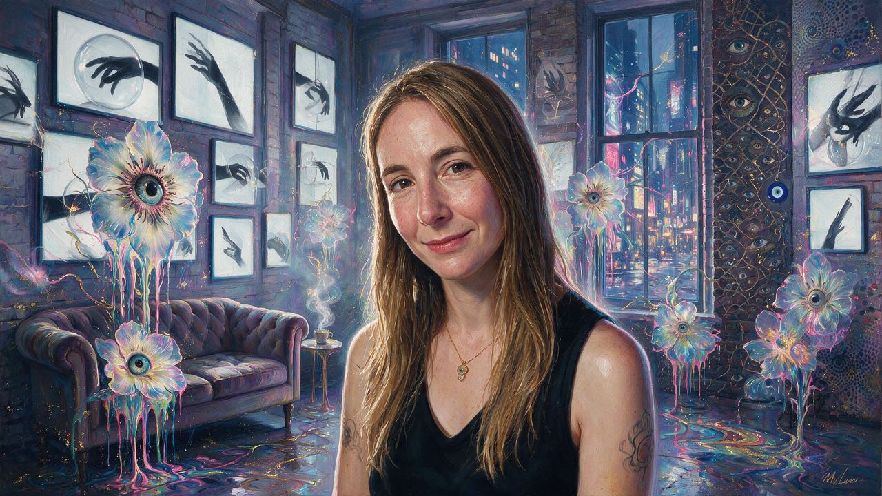 Fanny Lakoubay, portrait painted by MLow: Hands on Every Wall