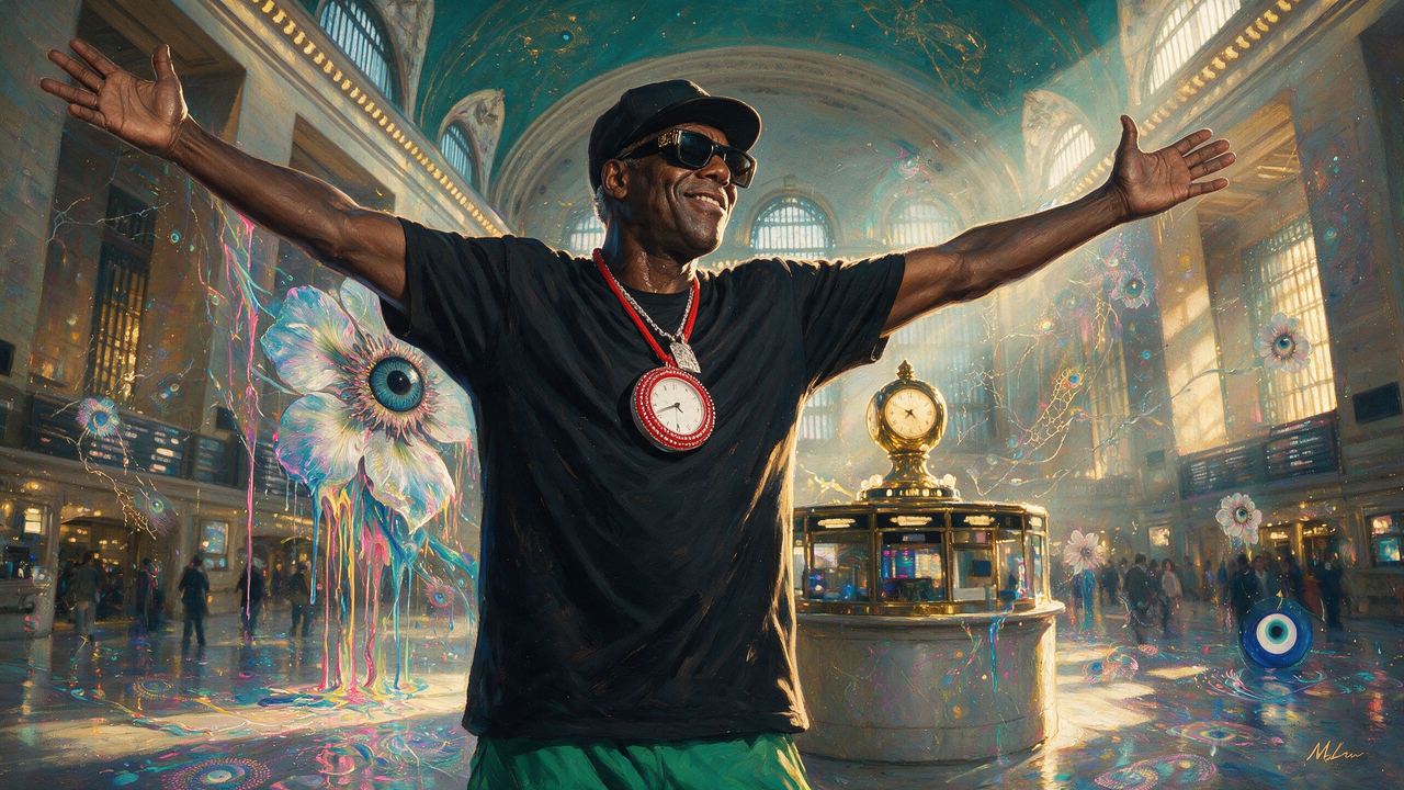 Flavor Flav, portrait painted by MLow: The Man Who Wears Time