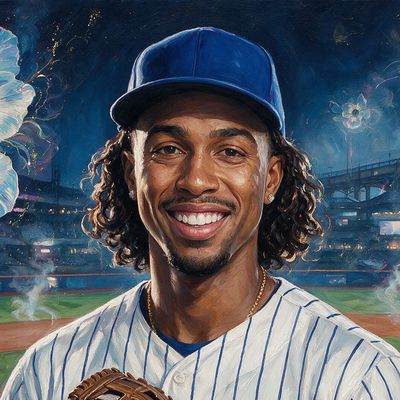 Francisco Lindor, portrait painted by MLow: Shortstop With the Light On