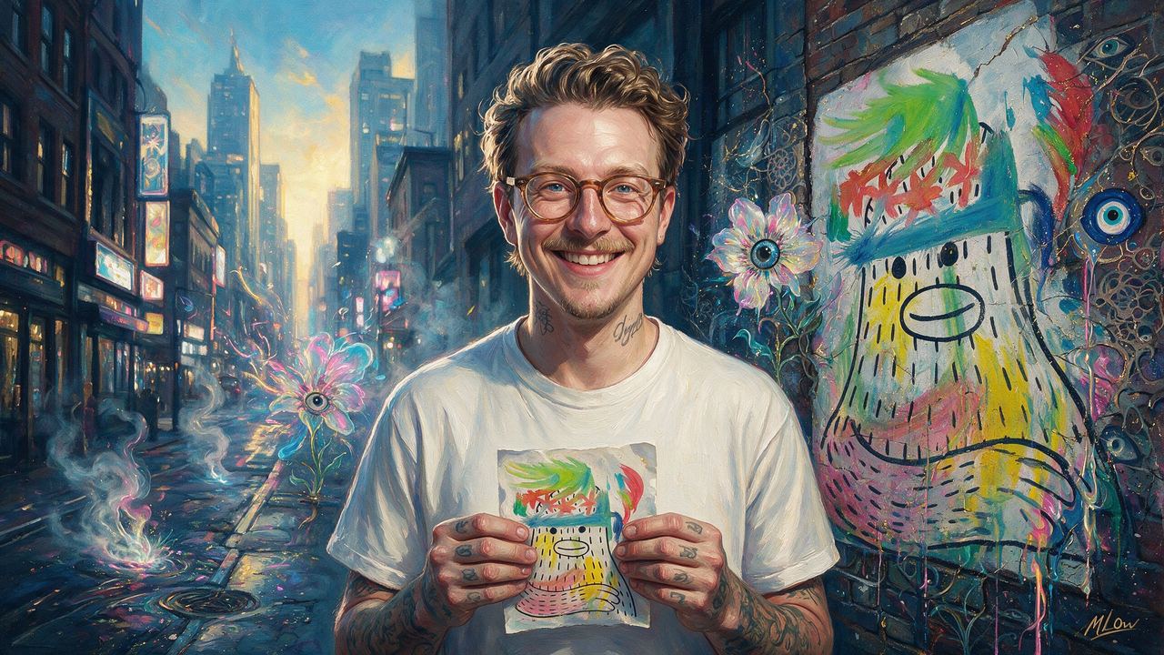 Frank Ape, portrait painted by MLow: The Card and the Wall