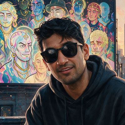 Frank DeGods, portrait painted by MLow: Golden Hour on Delancey