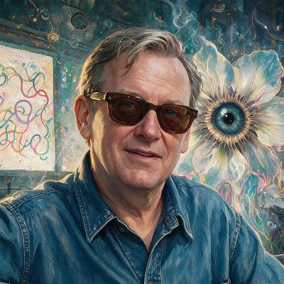 Fred Wilson, portrait painted by MLow: Bench in a Generative Park