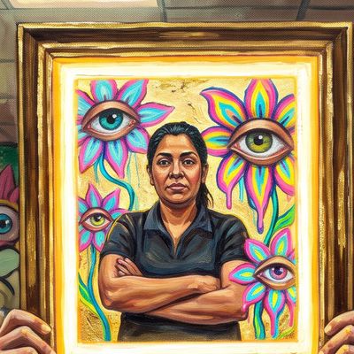froggoat, portrait painted by MLow: The Deli Woman on Fordham Road