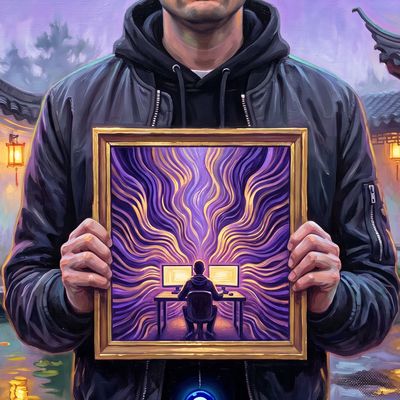 garyvaynersuck.eth, portrait painted by MLow: The Monitors in the Scholar's Garden